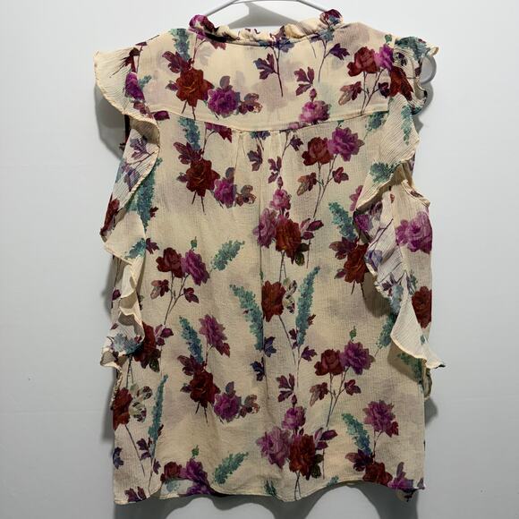 Paige Floral Ruffle Sleeveless Blouse Women’s M - Picture 2 of 8